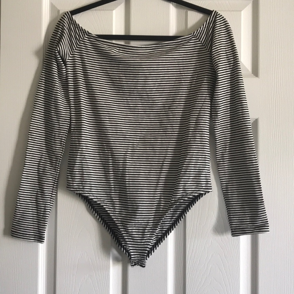 Forever 21 Off Shoulder Striped Bodysuit